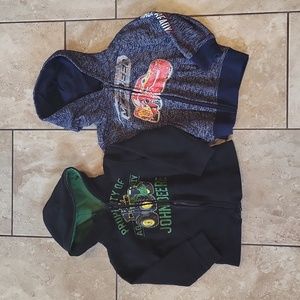 Zip hoodies sweatshirts set lightning McQueen and John Deere
